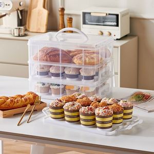 Cupcake Container with Lid and Handle Food Grade Transparent <b>Cake</b> Box Bakery <b>Boxes</b> for <b>Wedding</b> Party Outdoor - Product Image 5