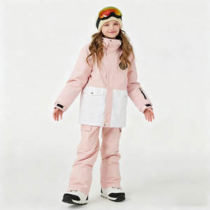 بدلة تزلج مقاومة للماء 10,000 ملم مع غطاء للرأس للأطفال، سترة شتوية وبنطلون طويل، معدات تزلج على الجليد مقاومة للرياح ودافئة للأولاد - Product Image 4