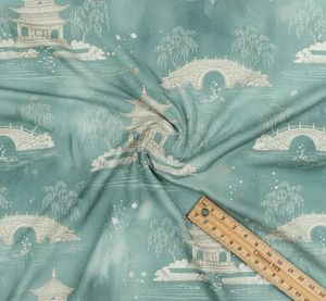 Tissu d'ameublement décoratif imprimé Aqua Toile pour jardin, vendu au mètre, textile botanique panoramique de qualité supérieure pour ameublement - Product Image 6
