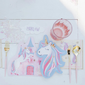 จานกระดาษลายยูนิคอร์นขนาดสั่งทำได้สำหรับเด็ก  ชุดภาชนะใช้แล้วทิ้งสำหรับงานวันเกิดเด็กผู้หญิง - Product Image 4