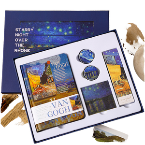 Libreta de Direcciones <span class=keywords><strong>Van</strong></span> <span class=keywords><strong>Gogh</strong></span> A5, Estilo Impreso con Cubierta de Papel Grueso, Encuadernación Cosida con Hilo, Notas Adhesivas, Cinta Washi, Juego de Plumas Estilográficas - Product Image 1