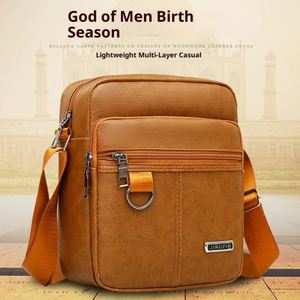 PU Small Square Business Casual Waterproof Shoulder Crossbody <b>Backpack</b> for Men - Product Image 4