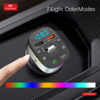 Earldom QC3.0 Cargador de coche con llamadas manos libres, transmisor inalámbrico BT 5,0 FM Receptor de radio Cargador de Puerto USB dual para Samsung