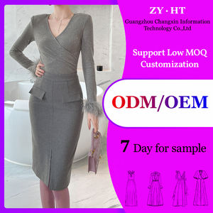 <span class=keywords><strong>Jupe</strong></span> longue crayon vintage ZYHT 15269 pour femme, taille haute, élégante, décontractée, <span class=keywords><strong>grise</strong></span>, pour le bureau - Product Image 6