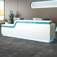 Moderne blanc lumière LED Salon hôtel bureau mobilier modulaire travail réception réception clinique dentaire bureaux d'accueil avec armoire