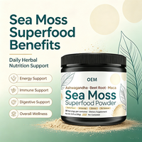 Poudre de superaliment OEM Sea Moss, 30 portions, poids net 5,29 oz (150 g), avec Ashwagandha, racine de betterave et Maca, saveur vanille
