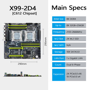 PANDL-Chipset <span class=keywords><strong>DDR4</strong></span> C612, placa base, juego de Pc de escritorio, Dual Xeon E5 2650 V4 Combo 2650v4 X99, placa base, CPU dual - Product Image 3