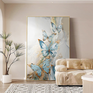 Pintura al óleo de mariposa con textura abstracta de lujo moderno, pared de fondo de <span class=keywords><strong>sofá</strong></span> pintada a mano azul de gama alta <span class=keywords><strong>para</strong></span> pinturas de animales de vestíbulo - Product Image 3