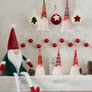 Decorazioni Natalizie di Lusso in Poliestere Fatte a Mano, Gnomo di Babbo Natale in Peluche, Ornamenti Appesi - Product Image 5