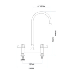 Robinet de cuisine élégant et moderne en laiton chromé, mitigeur à double poignée avec cartouche céramique, économie d'eau, bec pivotant - Product Image 2