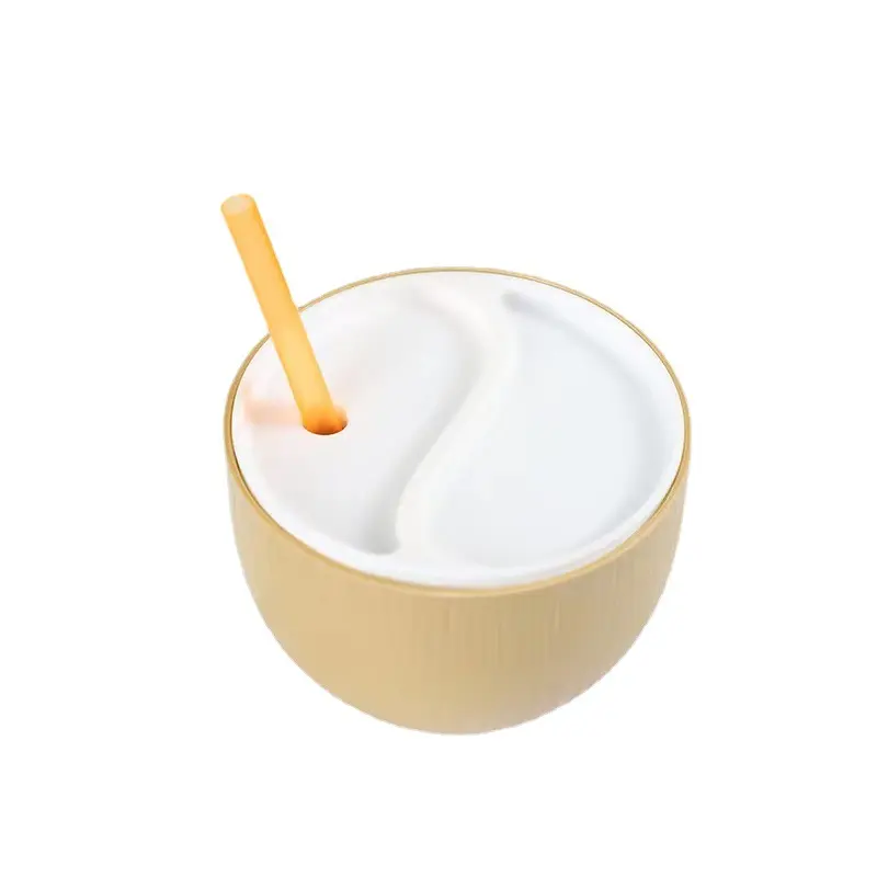 समुद्र तट कप कस्टम लोगो डिस्पोजेबल प्लास्टिक नारियल दूध चाय रस पानी की बोतल