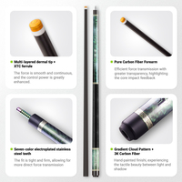 Collection d'incrustations en carbone Tuoyuan Productsf2 |   Queue de billard professionnelle 1/2 pièce de 58 pouces pour snooker et billard, design incrusté haut de gamme