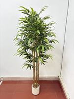 Décoration d'intérieur : Plante artificielle verte avec arbre et fleurs orange, plantes en pot pour salon, table à manger, ornements élégants