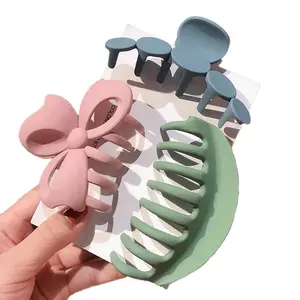 2022 New Arrival Frosted Plastic Hair Claw Clips Large Clamps Matte Circle Various styles Women Clip Hair Claw For Thick Hair