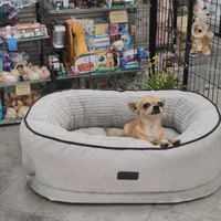 Grand Lit Ergonomique Amovible pour Chien Lavé à la Machine, Nid en Peluche avec Mousse à Mémoire Respirante, Oeuf en Mousse, Motif Animal Solide, Chats