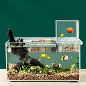 Aquarium créatif en métal à pression négative, tour à poissons suspendue au-dessus de l'eau, boîte décorative transparente pour paysage aquatique - Product Image 1
