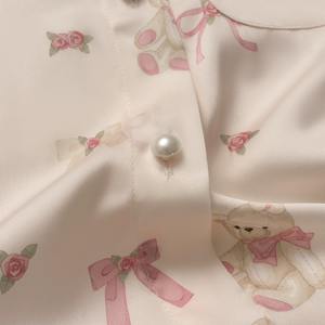 Set di pigiami <span class=keywords><strong>in</strong></span> raso ricamato regolare di base su misura 2 pezzi pigiami <span class=keywords><strong>in</strong></span> bianco di <span class=keywords><strong>seta</strong></span> da <span class=keywords><strong>donna</strong></span> Set pigiami <span class=keywords><strong>in</strong></span> raso - Product Image 4