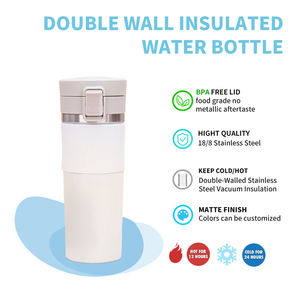 Bouteille d'eau en acier inoxydable avec manchon en silicone de 400 ml, nouvelle arrivée, vente chaude, tasse isotherme pour la maison, le bureau, les voyages, la salle de sport - Product Image 3