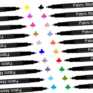 Set de 20 stylos marqueurs permanents pour tissu-Non toxique, <span class=keywords><strong>indélébile</strong></span> et permanent Peinture pour tissu Stylo <span class=keywords><strong>marqueur</strong></span> <span class=keywords><strong>textile</strong></span> à pointe fine - Product Image 5