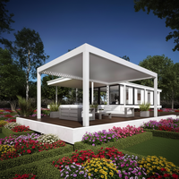 Intelligente Motorisierte Aluminium-Gartenlaube mit Regensensor, Einziehbarem Lamellendach und LED-Beleuchtung für Garten, Hinterhof und Terrasse