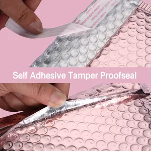 Lot de 10 enveloppes à bulles en polyéthylène doré rose métallisé, rembourrées, aluminisées, pour envois <span class=keywords><strong>postaux</strong></span>, emballages cadeaux, expédition - Product Image 4