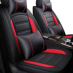 Anti Scratch Business lujo ventilado negro cuatro estaciones universal 5 uds fundas de asiento de coche conjunto de cojines con almohada para la cintura