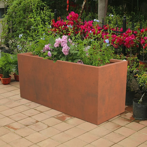 Jardinière en acier décorative pour jardin, pot à fleurs en acier Corten, bac à plantes - Product Image 4