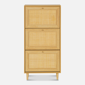 2024 3-Drawer Freestanding <strong>Rattan</strong> <strong>Shoe</strong> Rack Organizer Wooden Flip Drawers Tipping <strong>Shoe</strong> Cabinet for Living Room Entryway <strong>Storage</strong> - Product Image 2