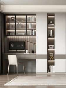 Meuble de maison à succès, bibliothèque moderne en panneau mélaminé avec portes et tiroirs, bibliothèque d'étude personnalisée - Product Image 2