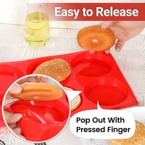MUYULINS Factory Red 6-Cup LFGB Platinum Grade Non-Stick BPA Free <b>Large</b> Silicone Brownie <b>Pan</b> American Muffin Cake Baking Mold - Product Image 2