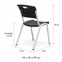 Chaise d'entraînement empilable moderne en plastique avec cadre en métal argenté pour salle de classe scolaire