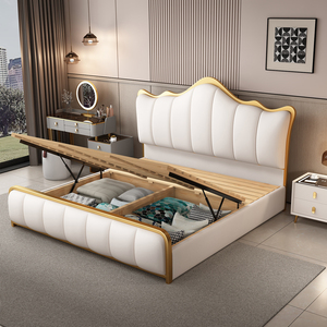 Meubles de chambre à coucher modernes en cuir fonctionnels pour le rangement, lits de massage, ensemble de draps de <span class=keywords><strong>lit</strong></span> - Product Image 3