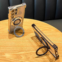 Pour Samsung Film d'objectif tout compris Couverture en TPU galvanoplastie transparente avec étui de téléphone à support magnétique