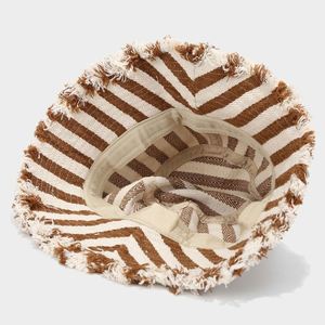 Korean Version Quilted Distressed Edged Bucket <b>Hat</b> Women Lady Autumn Popular Herringbone Sunshade Bucket <b>Hat</b> - Product Image 4