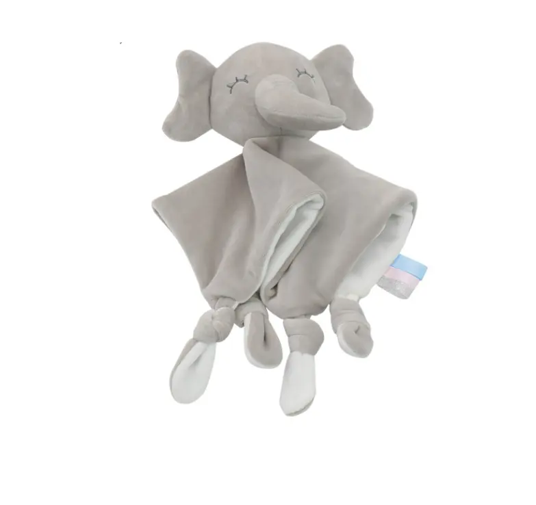 Custom Organic Cotton Baby Stuffed Plush Bunny Comforter Baby Blanket With Elephant Sleeping Toy