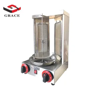 Twee Keramische Branders Gas Elektrische 2 In1 Automatische Roterende Doner Kebab Machine Kip Shoarma Grill Machine