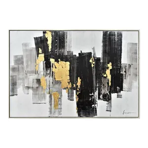 Nube gratis hecha a mano oro y Negro cuchillo abstracto pintura al óleo sobre lienzo para decoración de pared de habitación textura abstracta pintura colgante
