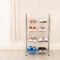 Étagère à chaussures pliable à 4 niveaux en métal chromé, étagère à chaussures modulaire multi-niveaux en fil d'acier pour la maison