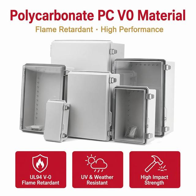 Custom IP68 Waterproof ABS PC Outdoor LED Lighting Junction Boxes 114*114*62mm Flame Resistant Electrical Plastic Enclosures