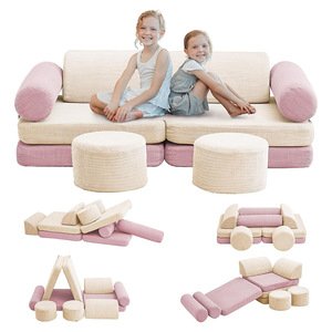 Children's Building Block <b>Sofa</b> Set Soft Foam Fabric Modular Play Furniture For <b>Kids</b> Age 3 And Above - Product Image 1