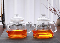 Théière artisanale 1L avec infuseur en verre borosilicate résistant à la chaleur, écologique, pour café et thé