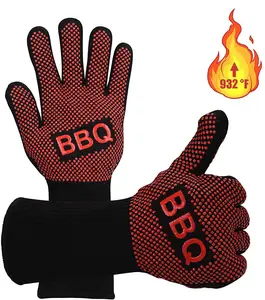 ANT5PPE SNG-NP102 Rot Premium Aramid Silikon Baumwolle Ofen Küche Feuerfest Bbq Handschuh Hitze beständige Handschuhe