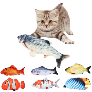 Juguete de gato electrónico interactivo al por mayor, juguete de pez de peluche automático respetuoso con el medio ambiente, juguete de pez flotante con hierba gatera - Product Image 1