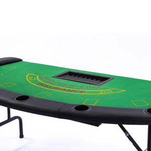 Table <span class=keywords><strong>de</strong></span> poker pliable ovale personnalisée en gros, table <span class=keywords><strong>de</strong></span> jeu <span class=keywords><strong>de</strong></span> casino pliable en feutre vert pour 7 joueurs avec porte-jetons - Product Image 3
