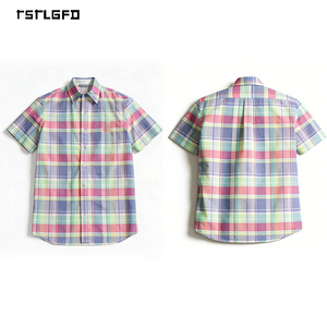 Oem Men'S Plaid Short Sleeve Shirt Plus Size Lightweight Cotton Poplin Gots Certified Custom Logo Button <b>Down</b> Private Label - Product Image 3