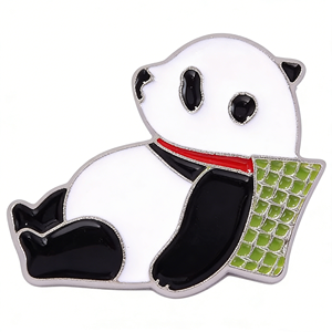 Épinglette personnalisée en métal Panda, badge émaillé, emblème électroplaqué pour vêtements, souvenir, cadeau promotionnel - Product Image 2