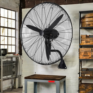 Ventilateur mural industriel noir de 26 pouces avec grille de sécurité, trois pales en aluminium, commande mécanique, puissant pour usage extérieur intensif - Product Image 4
