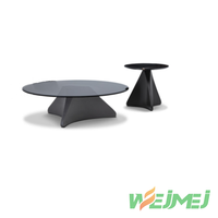 Ensemble de table basse et table d'appoint réglables en hauteur, avec base en métal et plateau en pierre frittée, pour le mobilier de salon