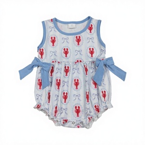 Pelele de poliéster transpirable para bebé niña (13-18 meses) con diseño de camarón, para todas las estaciones, venta al por mayor, ropa infantil de boutique, precio de fábrica. - Product Image 3