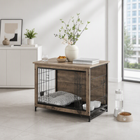 Mobilier décoratif pour animaux de compagnie : Cage pour chien en bois avec plateau, structure robuste en acier, double porte et plateau inférieur amovible